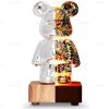 3D Fireworks Bear Night Light Projection Colorful USB Atmosphere Dimming Decor Room 3D Glass Fireworks Bedroom Living Decorative