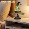Handmade Gothic Witch Hat Night Light –Witch Hat Lamp Stained Glass LED Lamp, Spooky Halloween Decor, Indoor & Outdoor Witchcraft Gift