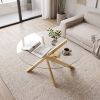 Glass Coffee Table Round Clear Center Table with Tempered Glass Top