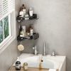 Shower Corner Shelf Caddy 2 Pack shower Organizer Corner No Drill Shower Storage Rust Proof Bathroom Corner Wall Shelf shampoo holder Silver
