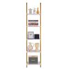 Ladder Shelf, 5-Tier Bookshelf 15.6x11.8in, Open Wall-Mounted Ladder Shelf with Metal Frame,Storage Rack Sundries Holder for Kitchen Bedroom Bathroom