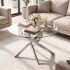 Glass Coffee Table Round Clear Center Table with Tempered Glass Top