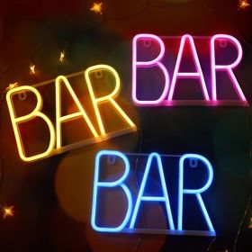 BAR LED Neon Sign – Warm, Blue & Pink Accent Light (Color: Blue)