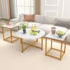 3-Piece Coffee Table Set Round Coffee Table and 2PCS Square End Tables