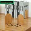 Renewable Bamboo Book Ends – Minimal Log‑Texture Desk & Shelf Organizers