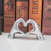 Small Heart Hands Sculpture Decor for Living Room Bedroom Bookshelf Coffe Table and Office Display, Love Finger Statue Modern Aesthetic Home Decor