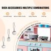Play Kitchen for Kids, Wooden Toy Kitchen Set with Lights and Sounds, Toddler Kitchen with Ice Maker, Oven, Sink, Microwaves