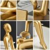 Nordic Abstract Gold Humanoid Sculptures – Modern Resin Tabletop Art