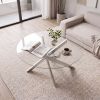 Glass Coffee Table Round Clear Center Table with Tempered Glass Top